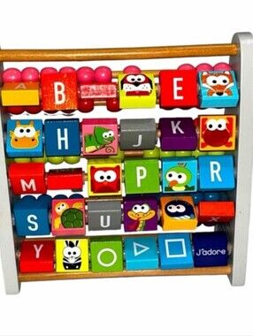 Colorful Wooden Alphabet Bead Maze Blocks - Multicolor Kids Toy